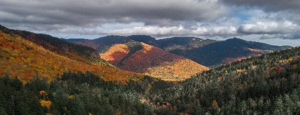 rolling mountain range in fall