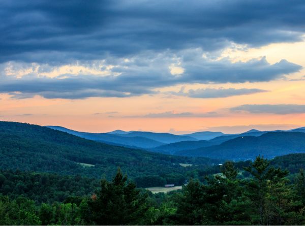 sunset over mountains