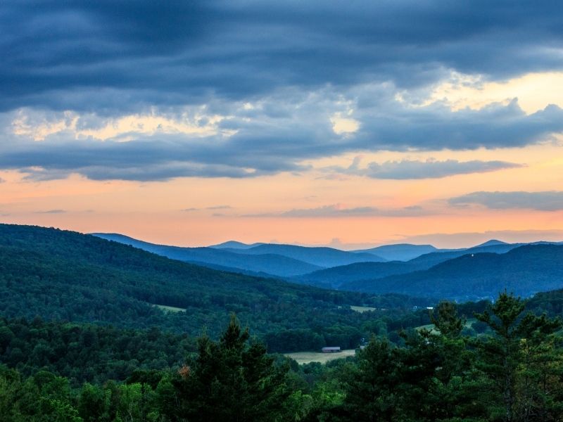 sunset over mountains