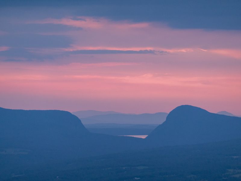 mountain range at dusk