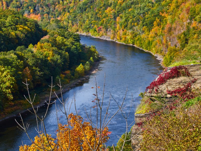 Patch of Delaware River from above in Early Fall with Rock Cover