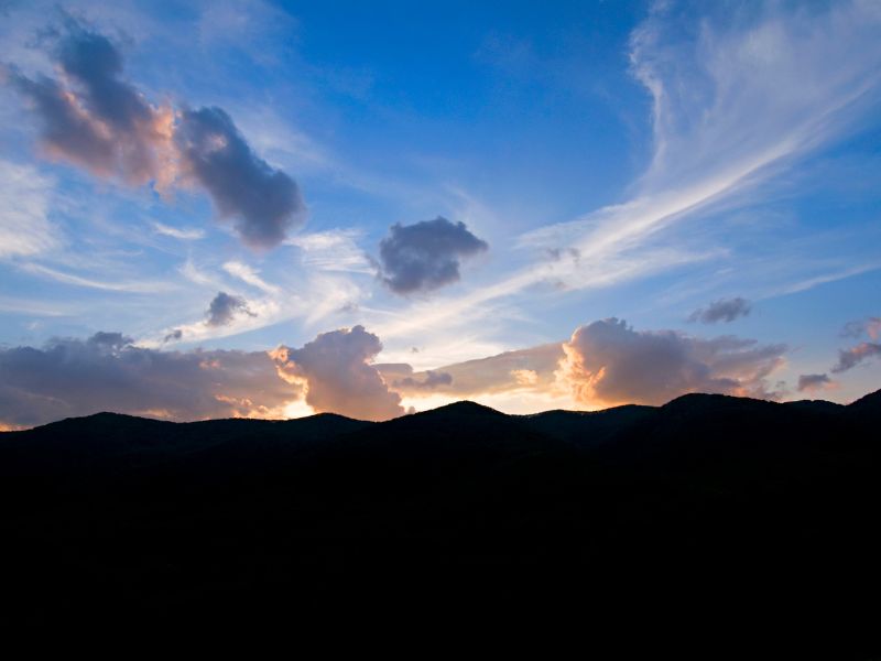 sunset over mountains