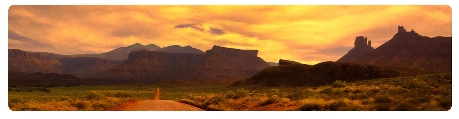 mountain range at sunset