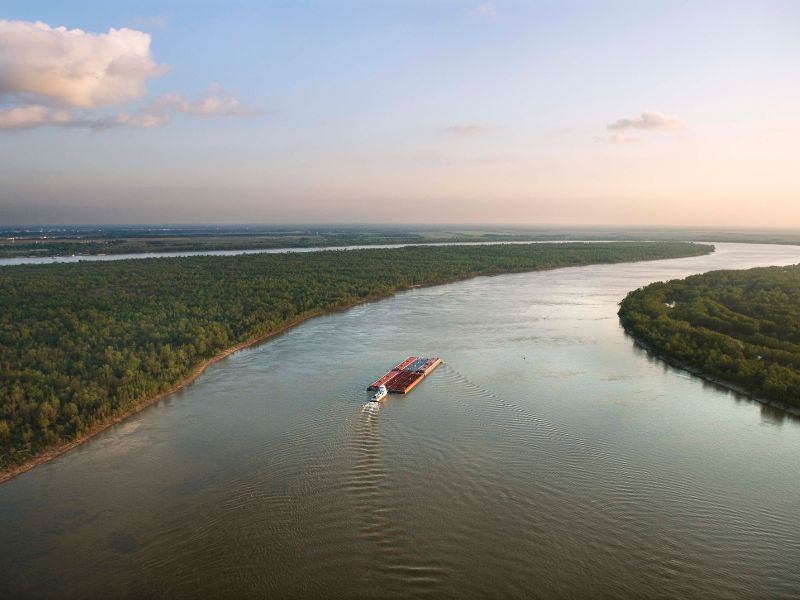 High angle view of MIssissippi River, Louisiana